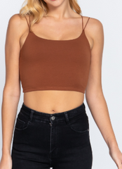 T13009 ROUND NECK 2-PLY KNIT CAMI CROP TOP