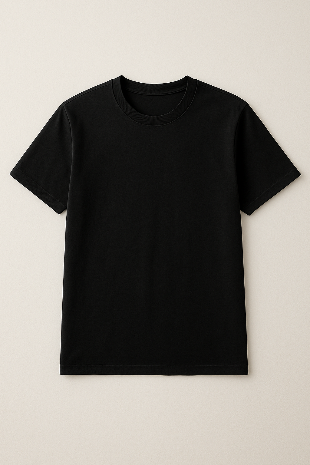 Black t-shirt on a beige background