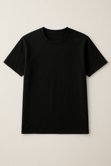 Black t-shirt on a beige background