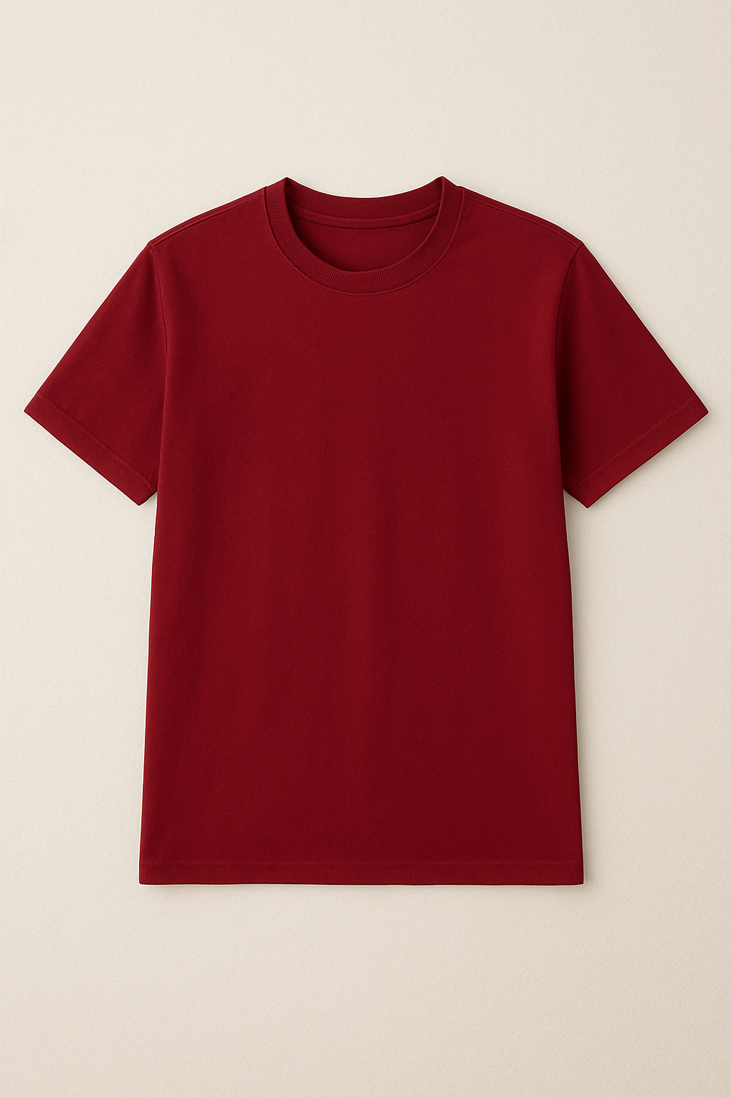 Red t-shirt on a beige background