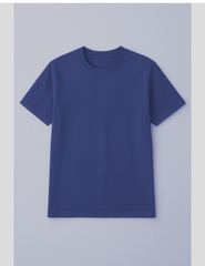 Blue t-shirt on a light gray background
