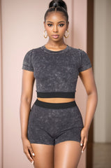 IMTP137 Mineral Wash Ribbed Short Set, Matching Set