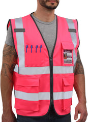 Dib Safety Vest Reflective ANSI Class 2, High Visibility Vest with Pockets and Zipper, Construction Work Vest Hi Vis Yellow S