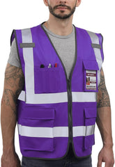 Dib Safety Vest Reflective ANSI Class 2, High Visibility Vest with Pockets and Zipper, Construction Work Vest Hi Vis Yellow S