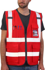 Dib Safety Vest Reflective ANSI Class 2, High Visibility Vest with Pockets and Zipper, Construction Work Vest Hi Vis Yellow S