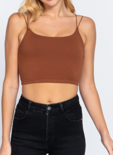 T13009 ROUND NECK 2-PLY KNIT CAMI CROP TOP