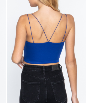T13009 ROUND NECK 2-PLY KNIT CAMI CROP TOP
