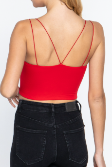 T13009 ROUND NECK 2-PLY KNIT CAMI CROP TOP