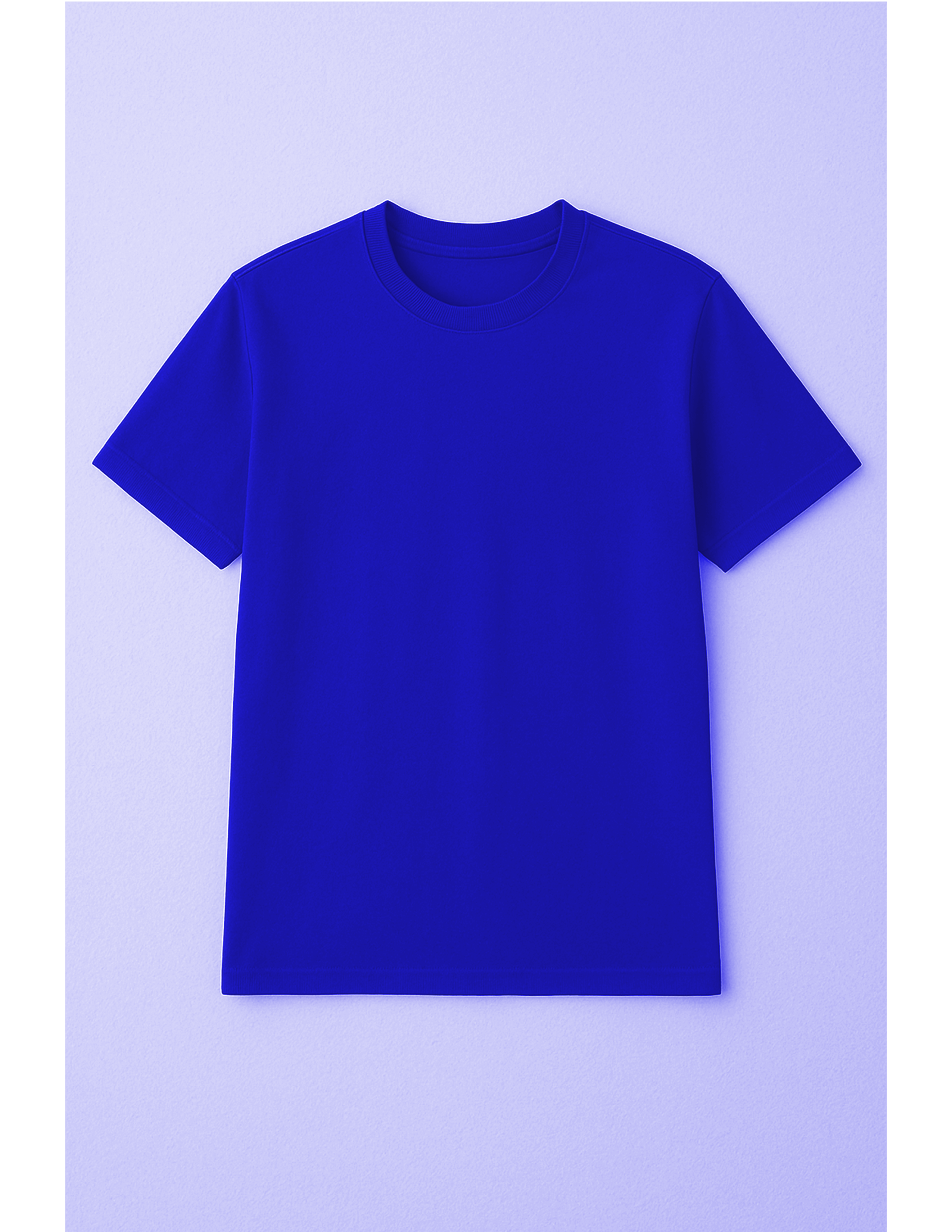Blue t-shirt on a light purple background