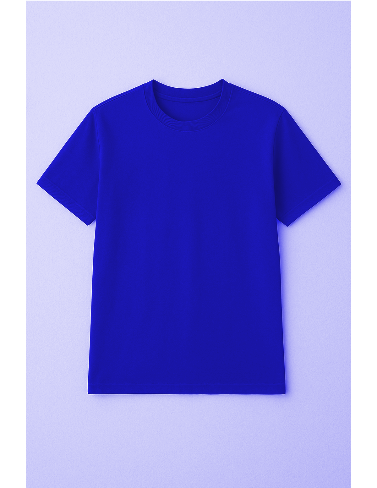 Blue t-shirt on a light purple background